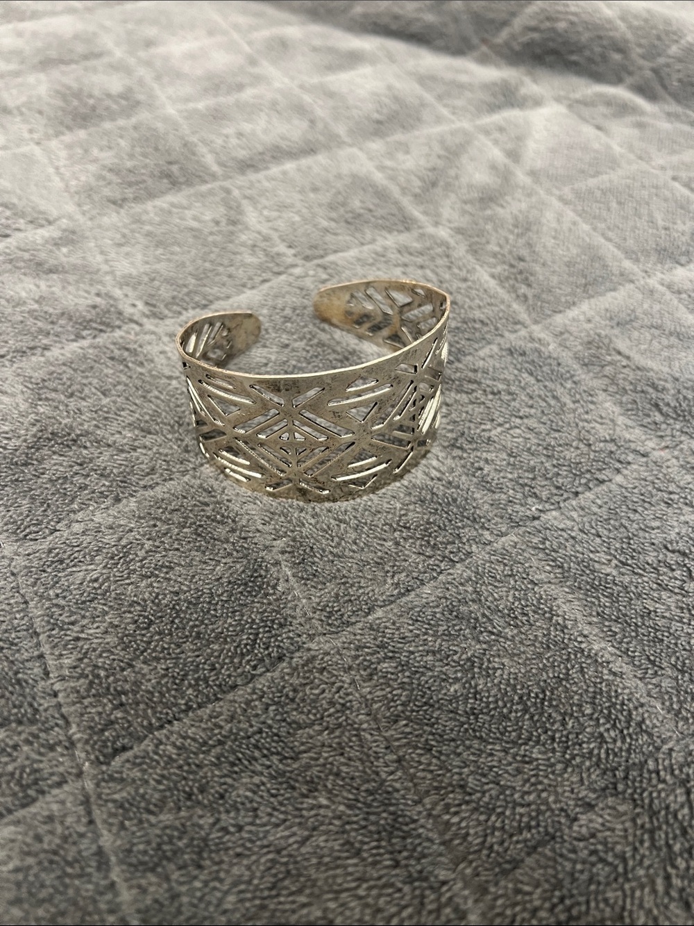 Sterling Silver Openwork Cuff Bracelet - Silver